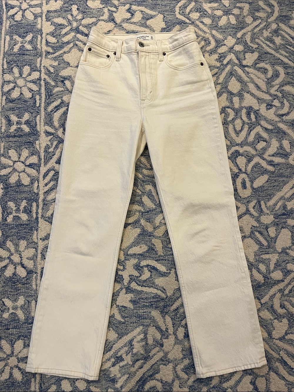 Abercrombie & Fitch Cream Straight Leg Jeans